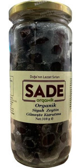 Sade Organik Tuzlu Salamura Siyah Zeytin Kavanoz 310 gr