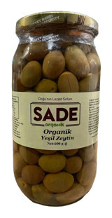 Sade Organik Tuzlu Salamura Çizik Yeşil Zeytin Kavanoz 600 gr