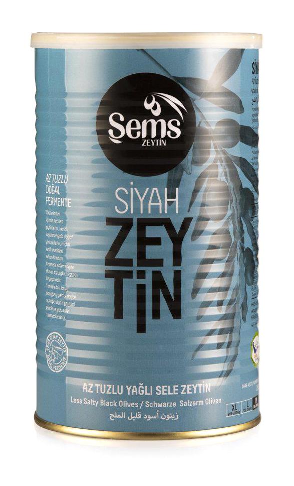 Şems Zeytin 261-290 Kalibre Yağlı Az Tuzlu Sele Siyah Zeytin Teneke 900 gr