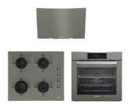 Arçelik AFC340G-OCDT601EG-14YEG Dijital Doğalgazlı Metal Set Üstü Davlumbaz 3'lü Ankastre Set Gri