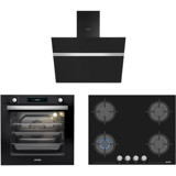 Simfer 7381-3653-8611 Dijital Doğalgazlı Cam Set Üstü Davlumbaz 3'lü Ankastre Set Siyah