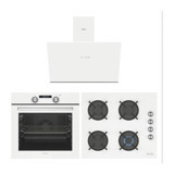 Simfer 8204-3048-8722 Dijital Doğalgazlı Cam Set Üstü Davlumbaz 3'lü Ankastre Set Beyaz