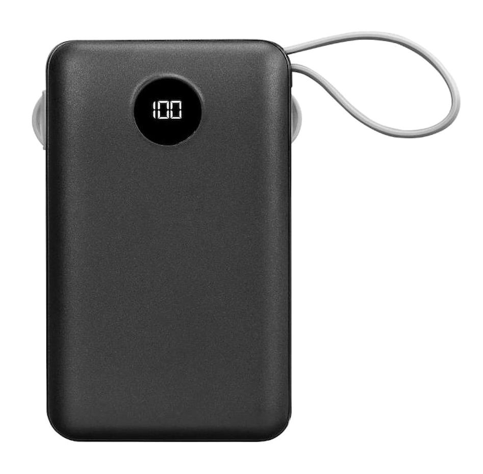 S-link P102 10000 mAh Hızlı Şarjlı Mıknatıslı Dijital Göstergeli Type C - USB Çoklu Bağlantılı Kablolu Powerbank Siyah
