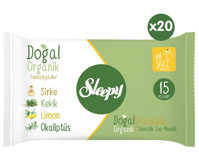 Sleepy Organik Pamuklu 15 Yaprak 20'li Paket Islak Mendil