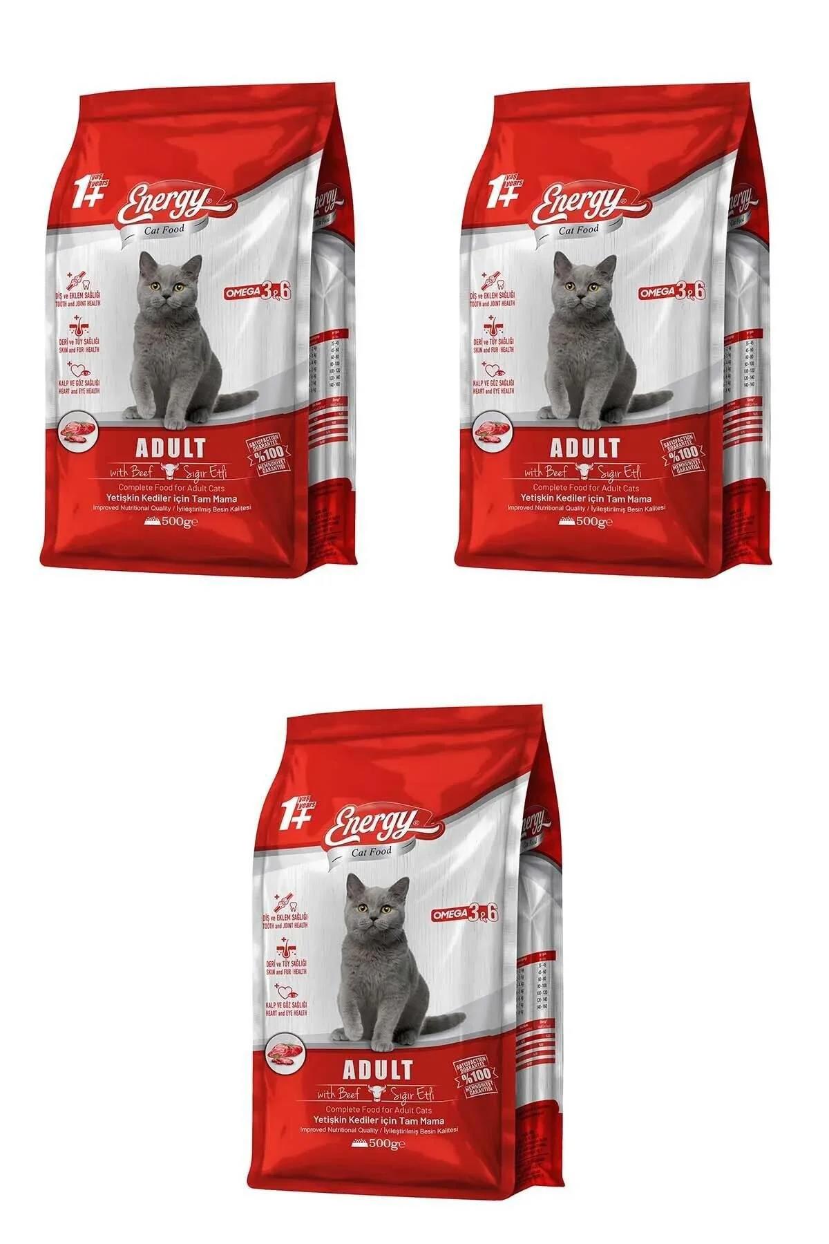 Energy Sığır Etli Kısırlaştırılmış Yetişkin Kedi Maması 3x500 gr