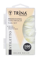 Trina 01 Parlak 100'lü Stiletto Beyaz Takma Tırnak