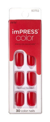 Impress Kımc013 Color Kendinden Yapışkanlı 30'lu Küt Kırmızı Takma Tırnak