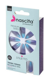 Nascita 188 French Mat 24'lü Stiletto Mavi Takma Tırnak