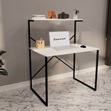 Eportatif Raflı Çalışma Masası 60x90 Ofis Masası Ders Masası Çok Amaçlı Çalışma Masası Beyaz 1309
