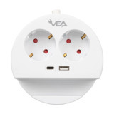 Vea VE-G1102C 2'li Soket 1.5 Metre Tekli USB Kablolu Çiftli Akım Korumalı Priz