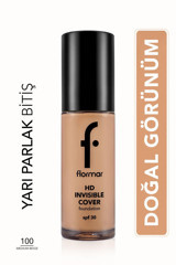 Flormar Invisible Cover Hd 100 Medium Beige Güneş Koruyuculu Likit Şişe Fondöten 30 ml