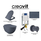 Creavit FE322 70 cm Seramik Kanalsız Arkadan Çıkışlı Gömme Duvara Sıfır Asma Klozet Antrasit
