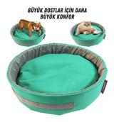 Xpermate 55 cm Simit Kedi Yatağı Gri - Turkuaz