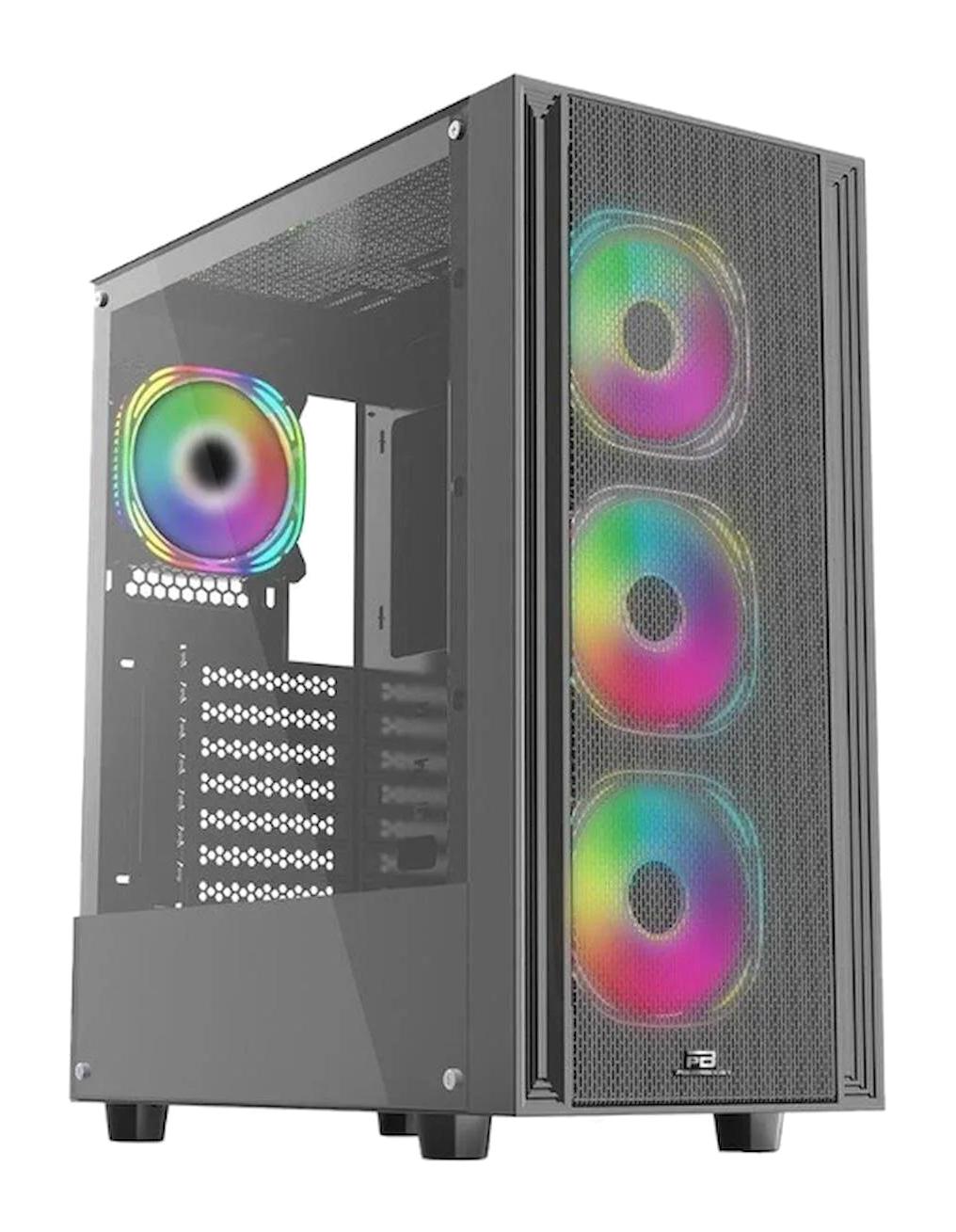 Power Boost Boost X-12B RGB Mesh 4 Fanlı Siyah Dikey Kullanım Micro ATX Oyuncu Bilgisayar Kasası
