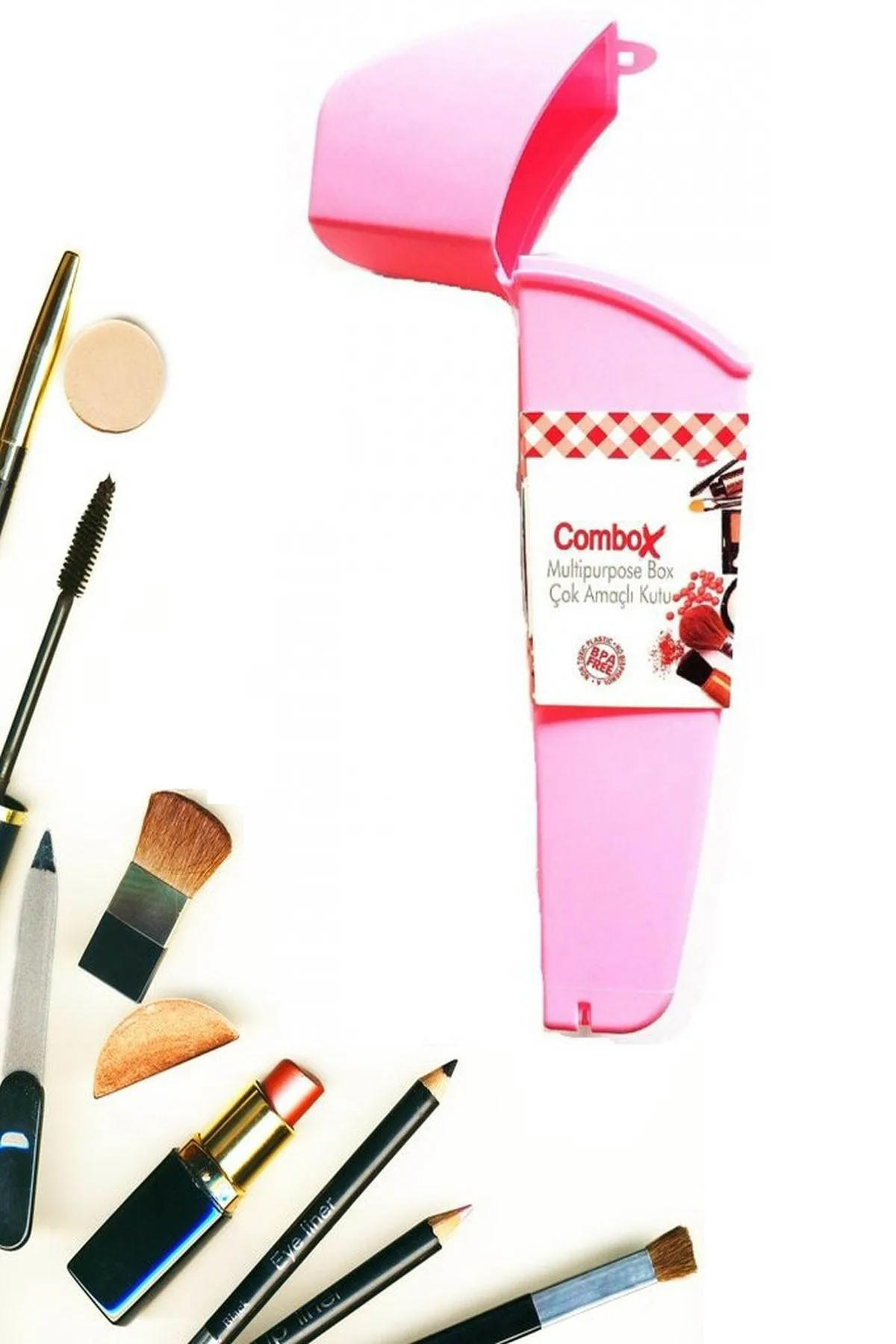Combo L-531 Tek Katlı Kapaklı Makyaj Organizeri Pembe