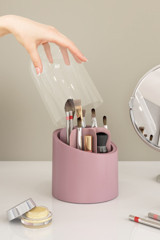 Dovi Home Diamond Tek Katlı Kapaklı Makyaj Organizeri Pembe
