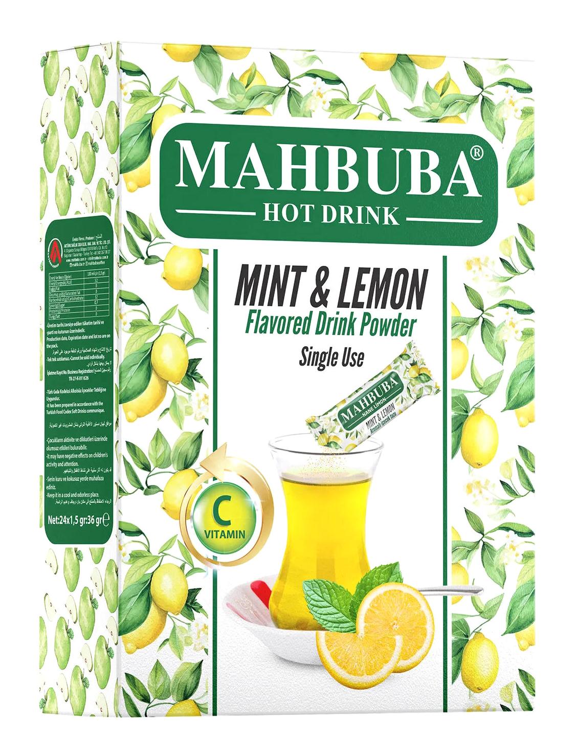 Mahbuba Tek İçimlik Nane Limon Aromalı İçeçek Tozu 1.5 gr 24'lü