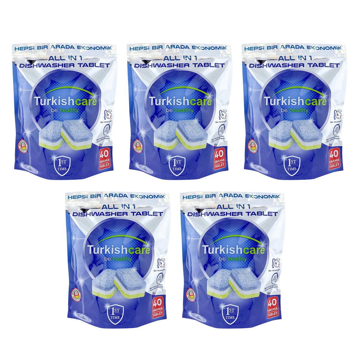 Turkishcare Hepsi 1 Arada Tablet Bulaşık Makinesi Deterjanı 5x40 Adet