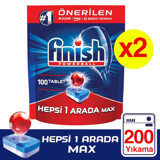Finish Hepsi Bir Arada Max Limon Kokulu Tablet Bulaşık Makinesi Deterjanı 2x100 Adet