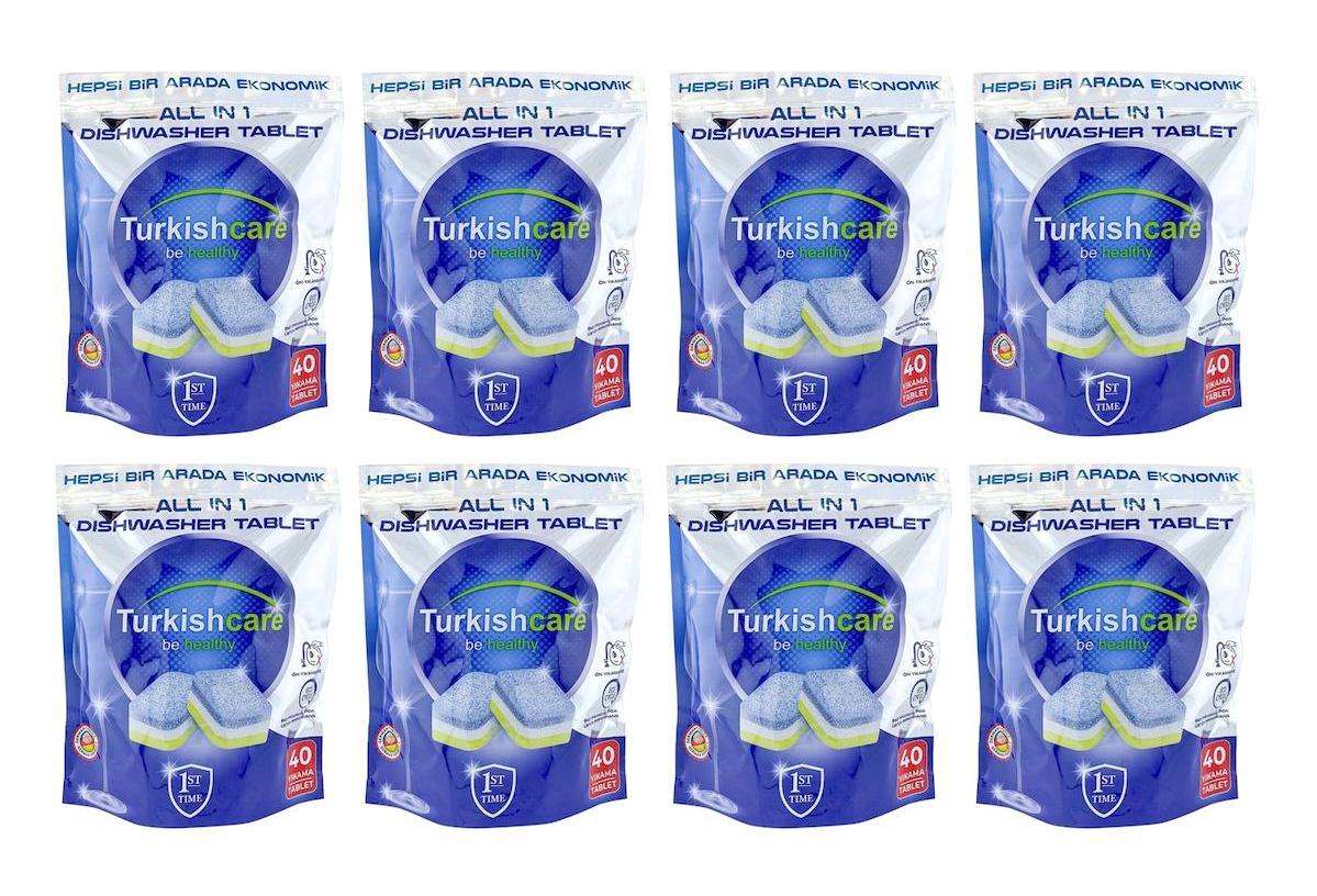 Turkishcare Premium Hepsi 1 Arada Ekonomik Tablet Bulaşık Makinesi Deterjanı 8x40 Adet