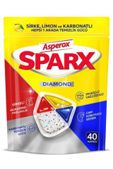 Asperox Sparx Diamond Limon Sirke Kokulu Tablet Bulaşık Makinesi Deterjanı 40 Adet