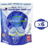 Turkishcare Premium Hepsi 1 Arada Tablet Bulaşık Makinesi Deterjanı 6x40 Adet