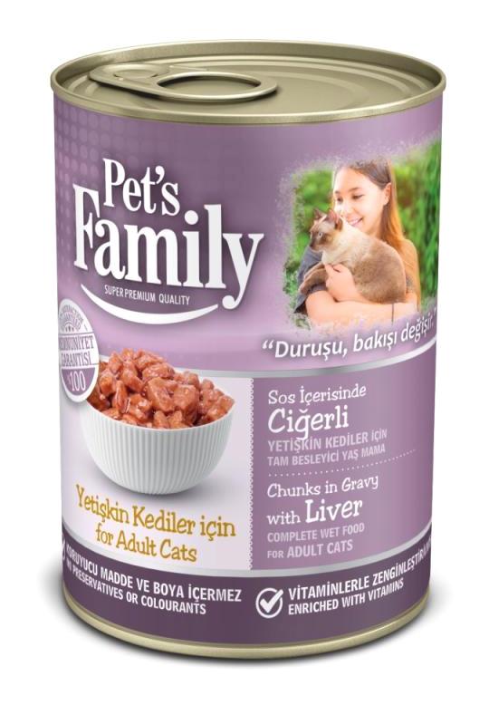 Pets Family Yetişkin Ciğer Jöleli Yaş Kedi Maması 400 gr
