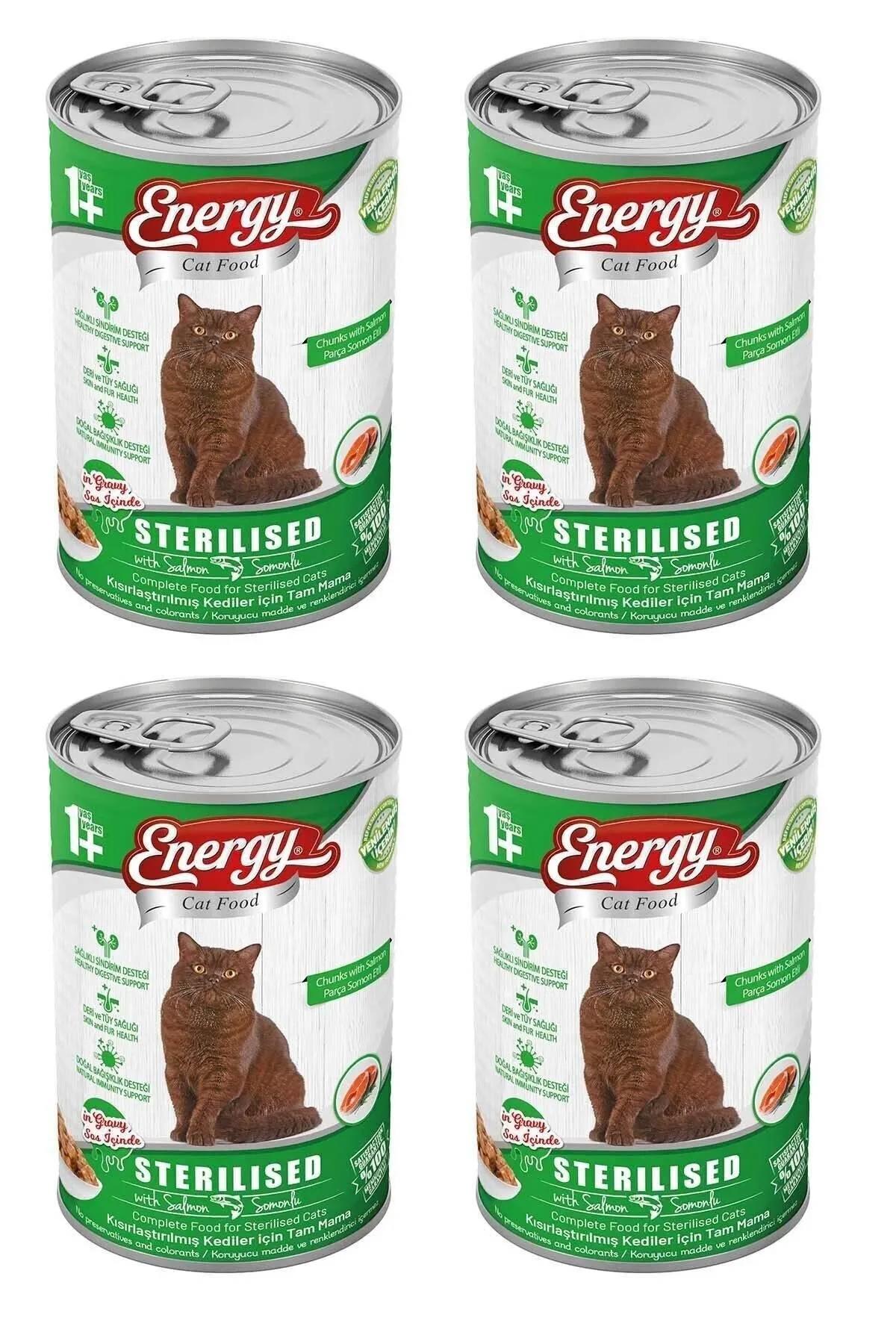 Energy Yetişkin Somonlu Parça Etli-Soslu Yaş Kedi Maması 4x400 gr