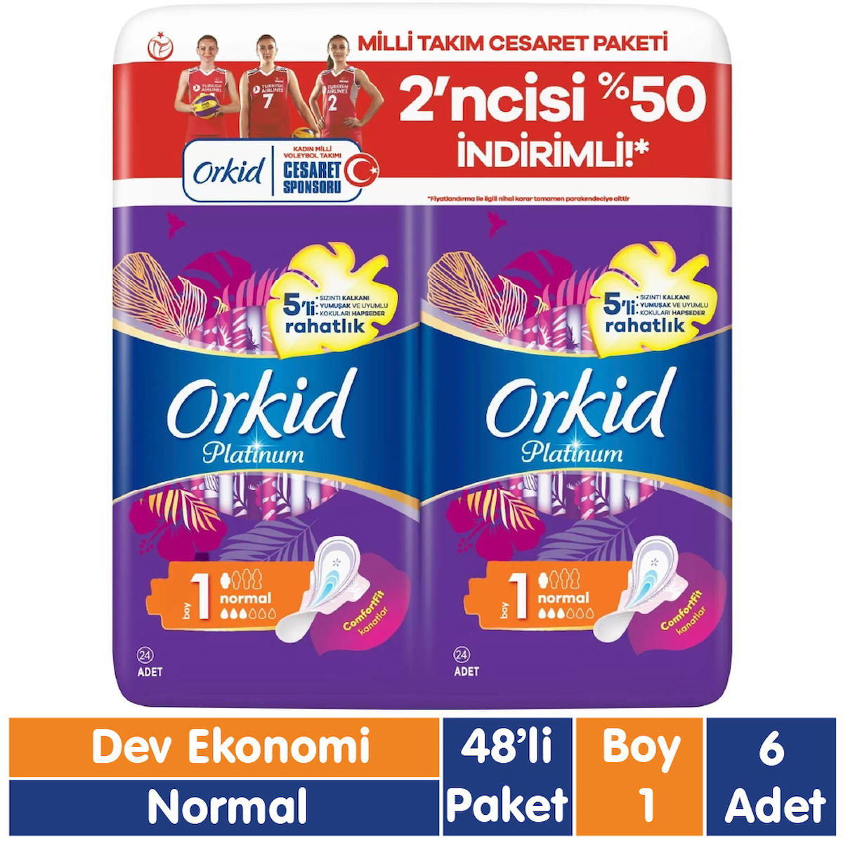 Orkid Platinum Organik Antialerjik 48'li Hijyenik Ped 6 Adet
