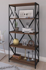 Herevim 4 Bölmeli 4 Raflı Metal 70 cm Kahverengi Kitaplık
