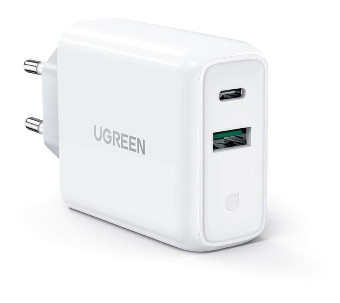 Ugreen Çift Portlu Universal USB Type C Kablosuz 38 W Çoklu Hızlı Şarj Aleti Beyaz