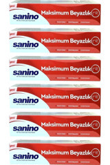 Sanino Maksimum Beyazlık Naneli Florürsüz Diş Macunu 6x75 ml
