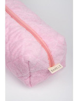 Bahels Pembe Düz Peluş Süper Boy Seyahat Makyaj Çantası