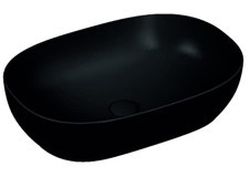 Vitra 5995B483-0016 Klasik Tekli 60 cm Seramik Tezgah Üstü Oval Lavabo Siyah