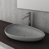 Bocchi 1114-006-0125 Klasik Tekli 58 cm Seramik Tezgah Üstü Çanak Lavabo Mat Gri