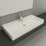 Bocchi 1378-001-0126 Klasik Tekli 100 cm Seramik Tezgah Üstü Dikdörtgen Lavabo Beyaz