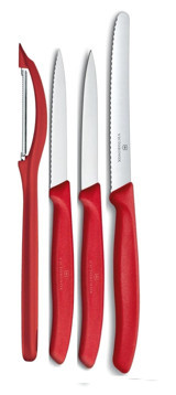 Victorinox Kırmızı 8-11-11 cm Plastik Saplı Paslanmaz Çelik 4 Parça Mutfak Bıçak Seti