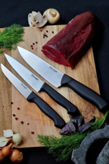 Stevig Cut 4 Chef's Kitchen 12.5-15-17.5 cm Plastik Saplı Paslanmaz Çelik 3 Parça Sebze Bıçak Seti