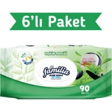 Familia Yeşilin Tazeliği 90 Yaprak 6'lı Paket Islak Mendil