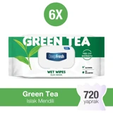 Deep Fresh Doğal Özler Yeşil Çay 120 Yaprak 6'lı Paket Islak Mendil