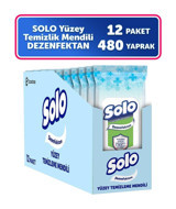 Solo Dezenfektan 40 Yaprak 12'li Paket Yüzey Temizleme Mendili