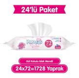 Paddlers Gül Kokulu 72 Yaprak 24'lü Paket Islak Mendil