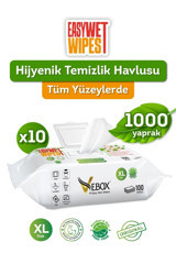 Vebox Easy Wet Wipes 100 Yaprak 10'lu Paket Yüzey Temizleme Mendili