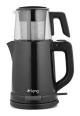 King KCM332 Tea Pro Cam Demlikli 1800 W Plastik Gövdeli Siyah Çay Makinesi