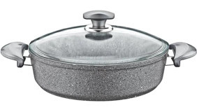 Oms 3310 Cam 2 Parça 30 cm Granit Basık Karnıyarık Tenceresi