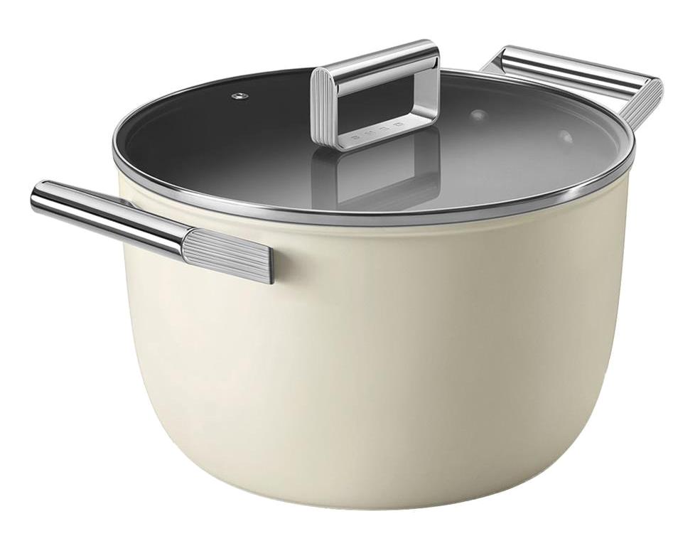 Smeg 50'S Style Cam 2 Parça 26 cm Alüminyum Derin Tencere Krem