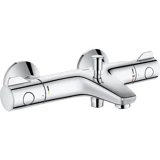 Grohe 800 Krom Çiftli Çevirmeli Dereceli Yarı Ankastre Kare Banyo Bataryası Gümüş