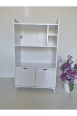 Aysima Home 2 Kapaklı 5 Raflı Çok Amaçlı Dolap Beyaz 122 x 72 x 40 cm