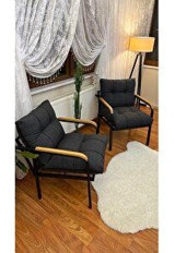 Modern Style Home Metal 2'li Bahçe Koltuğu Gri