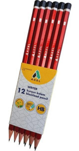 Adel Writer 12'li Mercanlı Köşeli Siyah HB Kurşun Kalem Seti